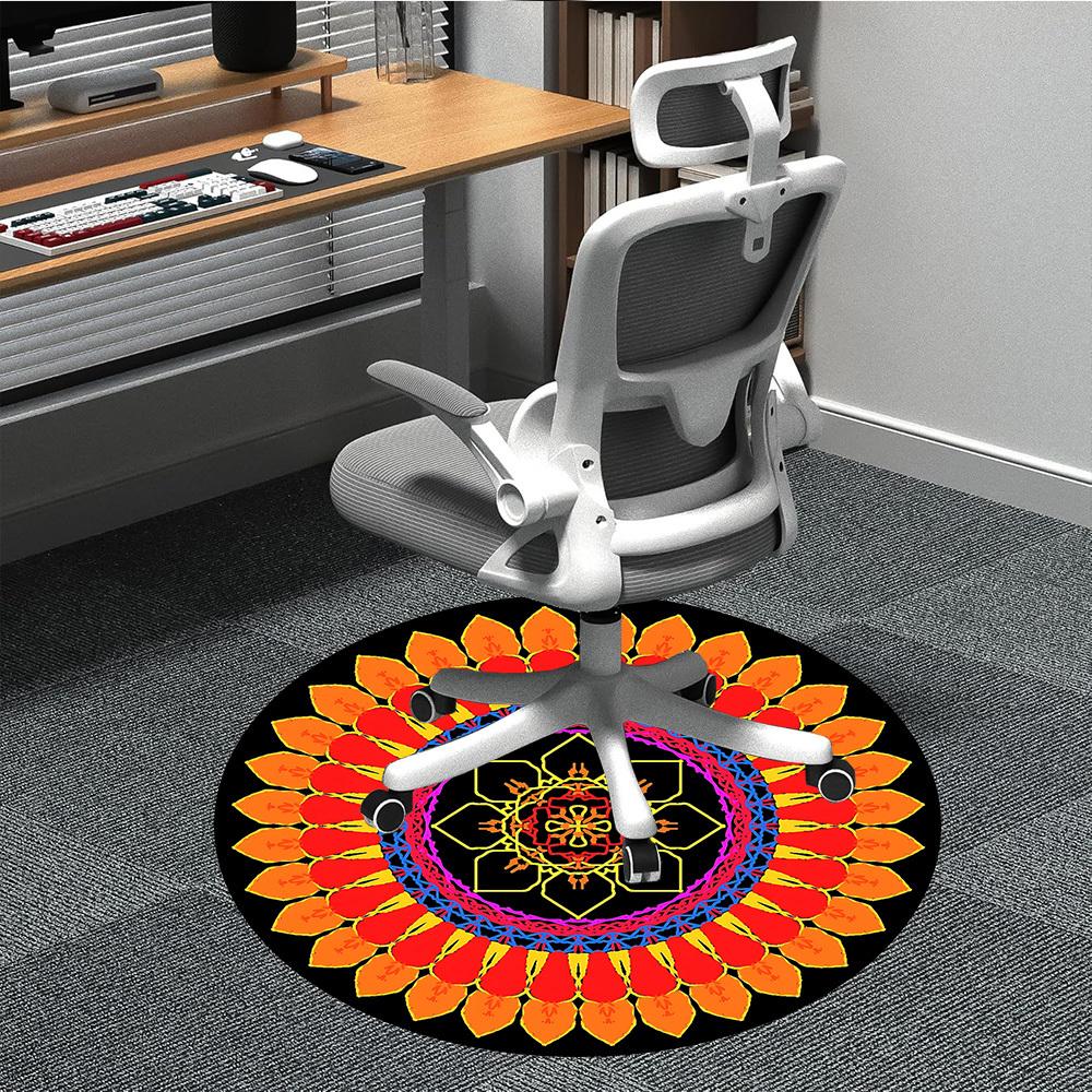 

1PC Mandala Artwork Office Round Rug, Non slip, Soft and Durable Office Rug for Interior Decoration, Perfect for Office 80cm