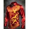 New Long Sword Black Wings Baroque 3D Printed Long Sleeve Shirt Smooth Satin Collar Men's Top Clothing