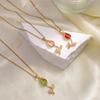 Romantischer Mondstein Zirkon Tulpenblüten Anhänger Halsketten für Damen Mädchen Goldfarbe Edelstahl Kette Schmuck Accessoire Geschenk