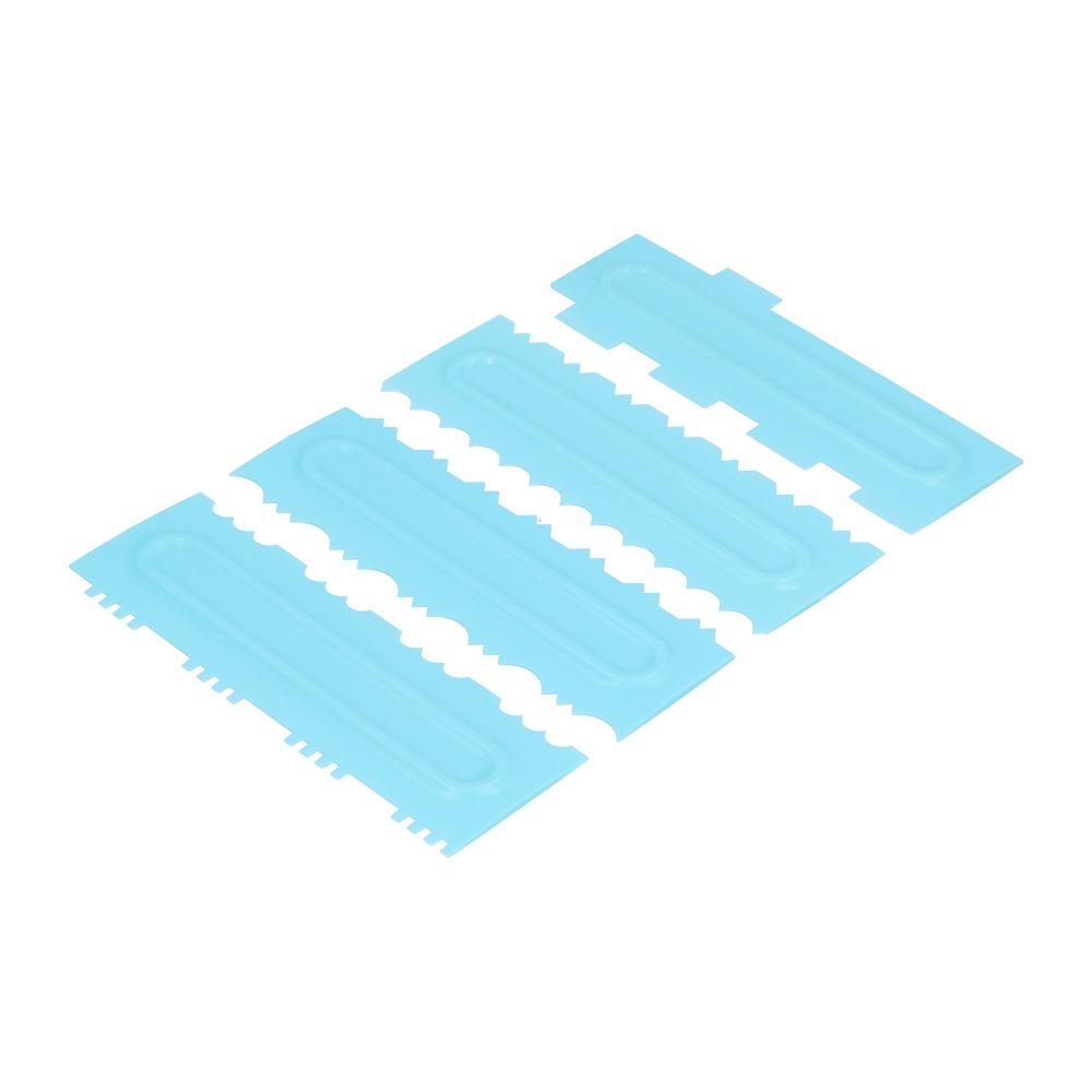 4PCS Patterned Edge Cake Decorating Scraper Plastic Icing Smoother Cake Decorating Comb DIY Baking