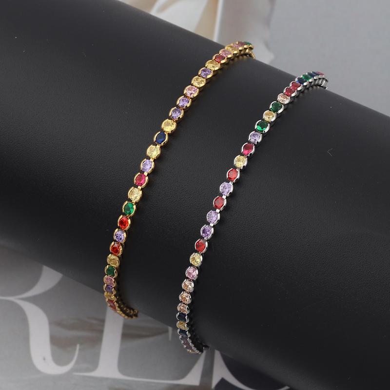 Women's Charm Tennis CZ Zircon Rainbow Bracelet For Women Luxury Multicolor Crystal Bracelet Couple Jewelry Gifts Pulseras Femme