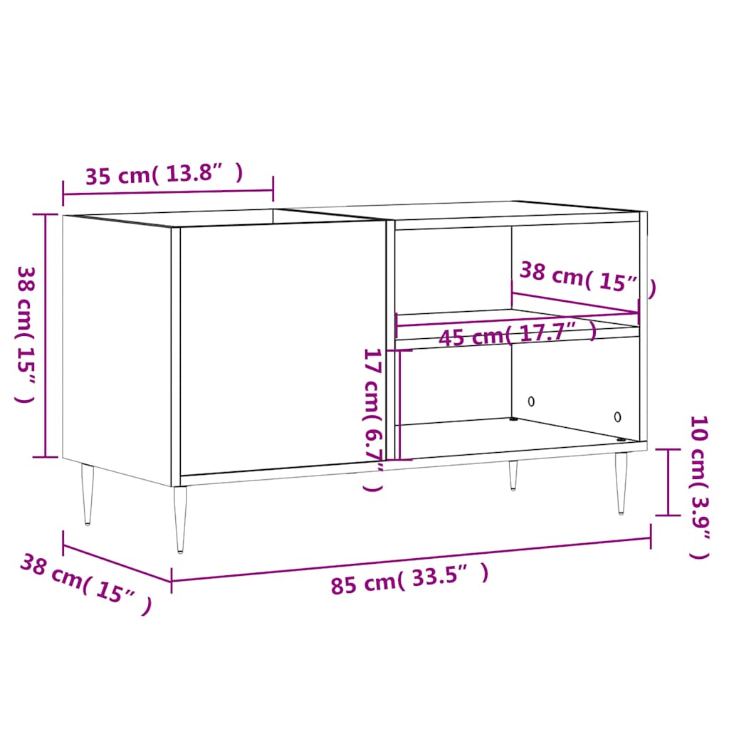 Record Cabinet Black 85x38x48 cm Particleboard
