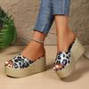 Fashion Leopard Print Thick Bottom Wedge Sandals for Women Fashion Chunky Platform Slippers Woman Summer Peep Toe Non Slip Beach Slides