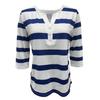 2025 Summer New Women's Casual V-Neck Button Striped T-Shirt Fashion Versatile Top for Europe and America