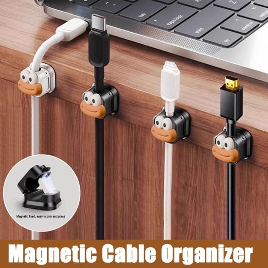 6/12Pcs Cartoon Magnetic Cable Organizer Clip Self-adhesive Home Office Desk Phone Charging Data Cord Holder Keeper Power Wire Management Clamp