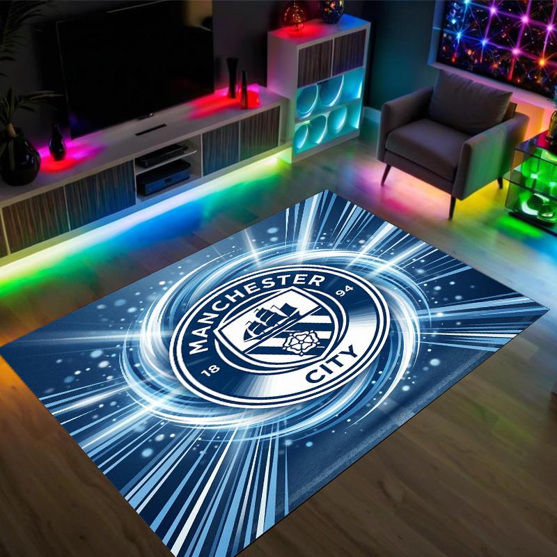 Manchester City Design Crystal Velvet Carpet Cozy Non?Slip Printed Rug For Bedroom Living Room Entrance