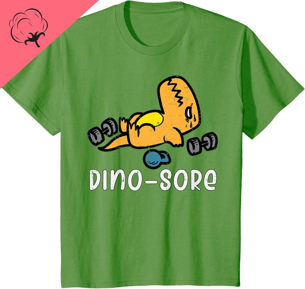 Vintage Hot Sale Gym Workout Dino Sore Exercise Fitness Boys Kids Women Unisex TShirt Cotton Sport Top Short Sleeve Tee