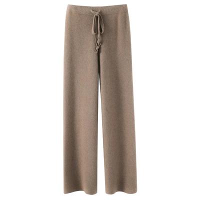 Soft Confucian Knitted Pants Women In Autumn Winter Wear Draped Knitted Wide-leg Pants White Floor Pants Straight Cloud Pants