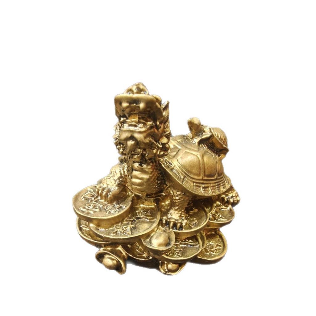 Pure Copper Dragon Turtle Pair: Wealth & Protection Feng Shui Ornament