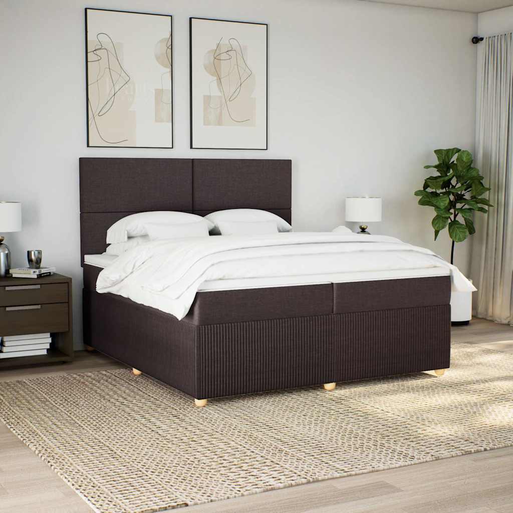 Box Spring Bed with Mattress Dark Brown 200 X 200 Cm Fabric