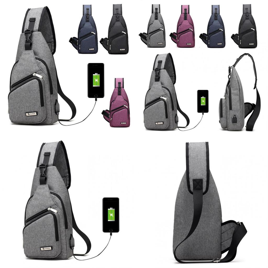 Versatile Crossbody Shoulder Bag For Men With External Usb Port And Front Pocket