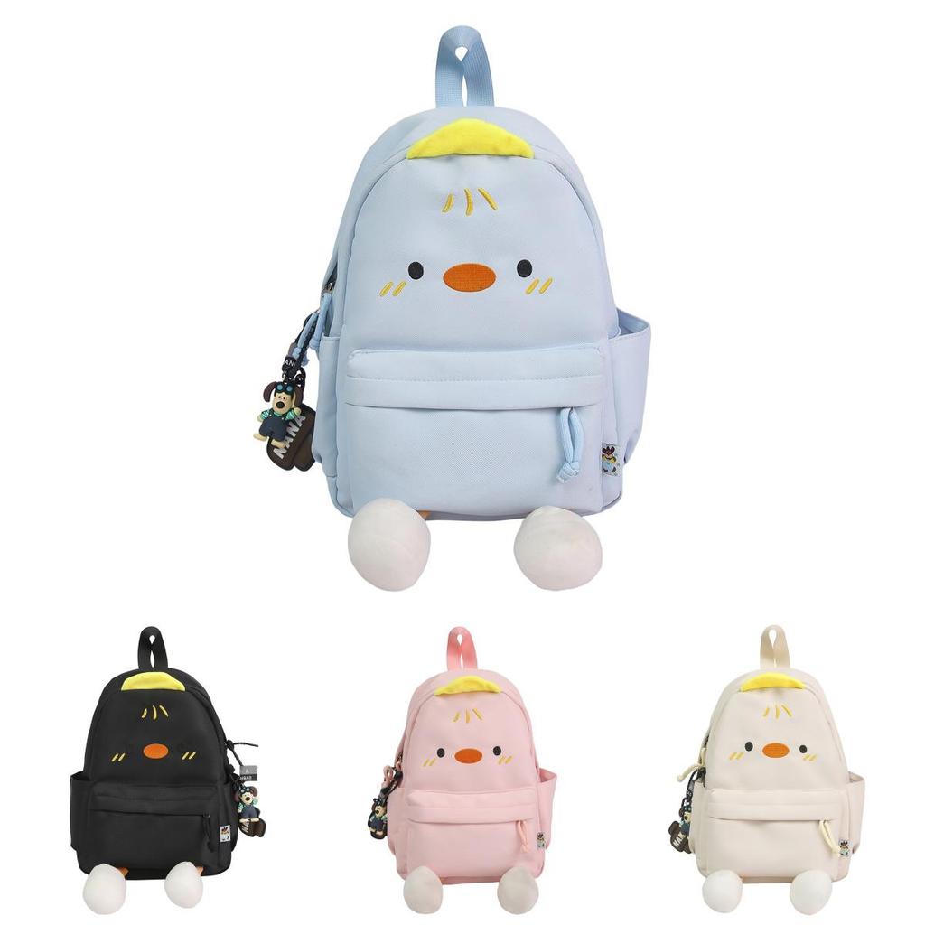Kawaii Duck Backpack With Soft Nylon Material And Zipper Closure For Travel