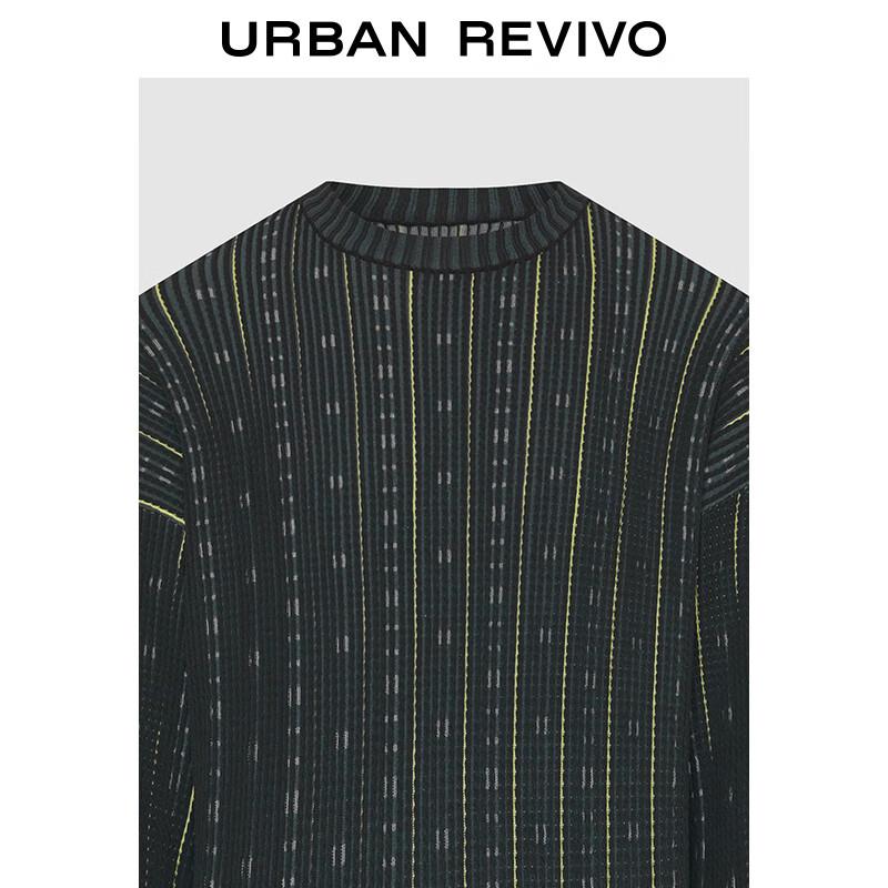 UR Men's 2025 Spring Color Block Round Neck Knit Sweater