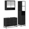 Bathroom Furniture Set 3 Pcs Black Oak Effect Wood Based Material