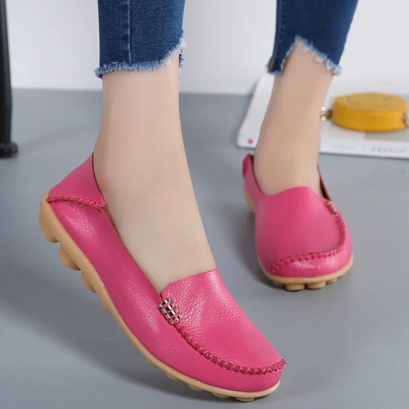 Flat Shoes Women Slip On Shoes for Women's Moccasins Genuine Leather Loafers Women Flats Ladies Shoes Plus Size Sapato Feminino