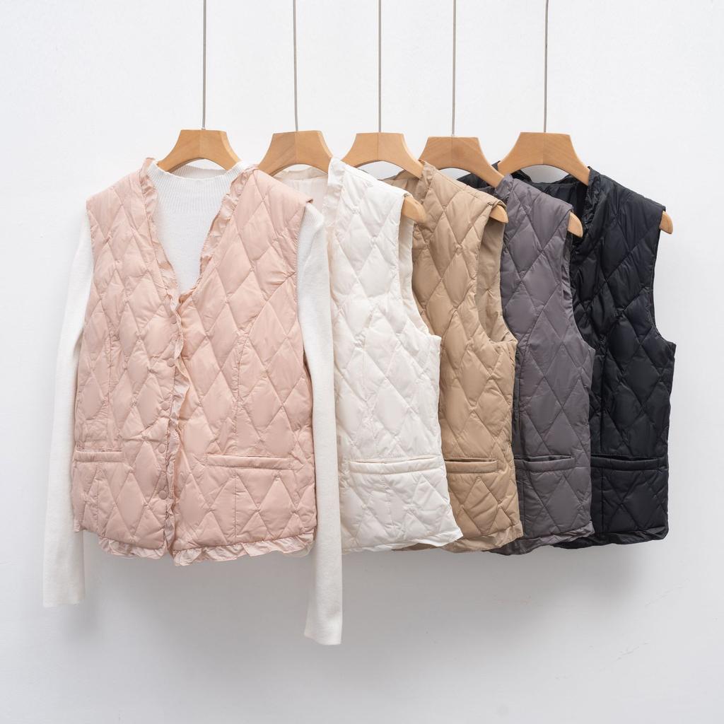 Autumn and winter down vest stacked inside V-neck light down liner vest slim liner women's clothing