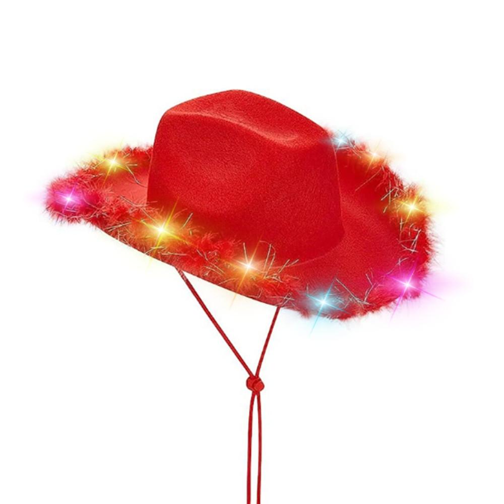 Breathable Cowboy Hat With Bright Led Trim And Large Brim For Outdoor Activities