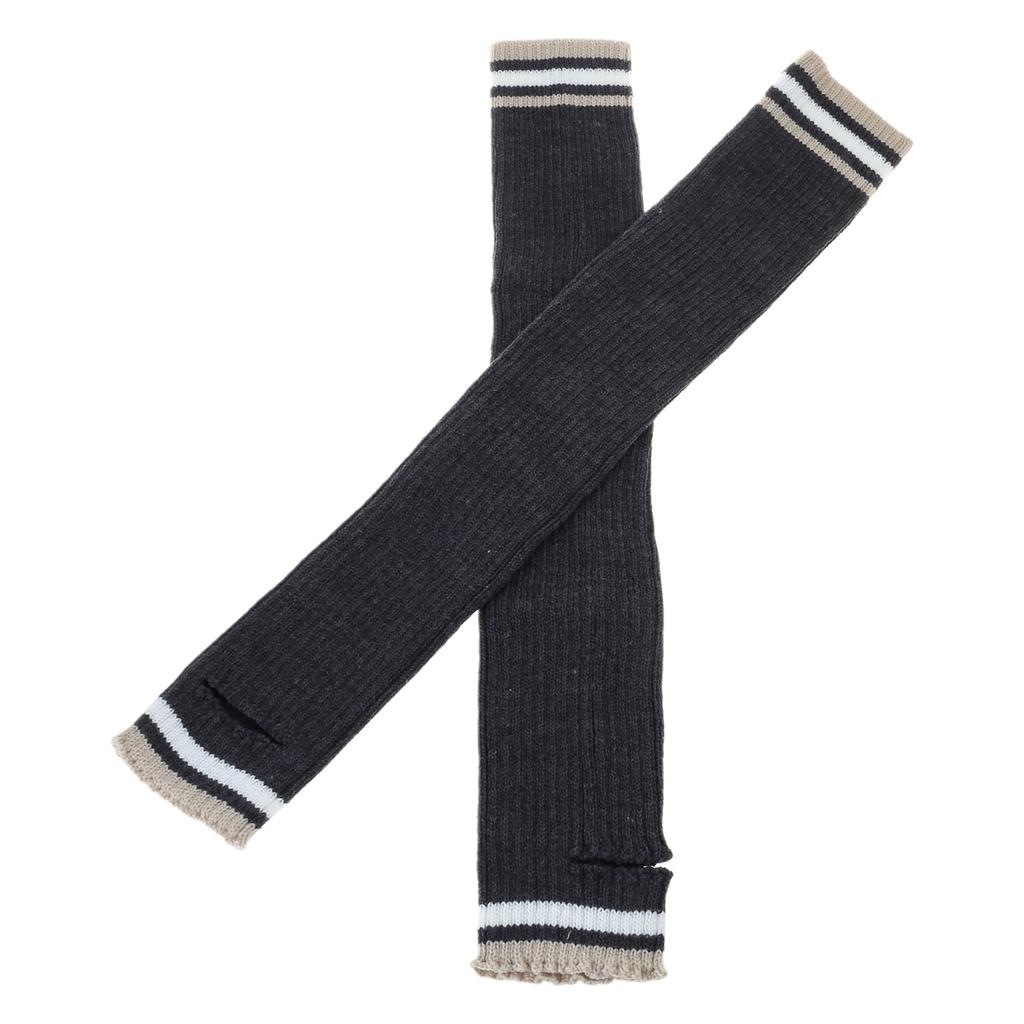 Women Ribbed Knit Leg Cover Preppy Double Striped Slouch Leg Warmers Long Socks