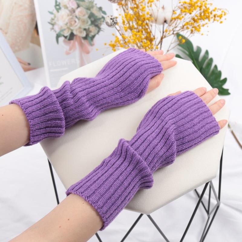 Women Long Fingerless Gloves Fashion Winter Warmer Mitten Arm Sleeve Casual Soft Girl Goth Clothes Punk Cosplay Accessories