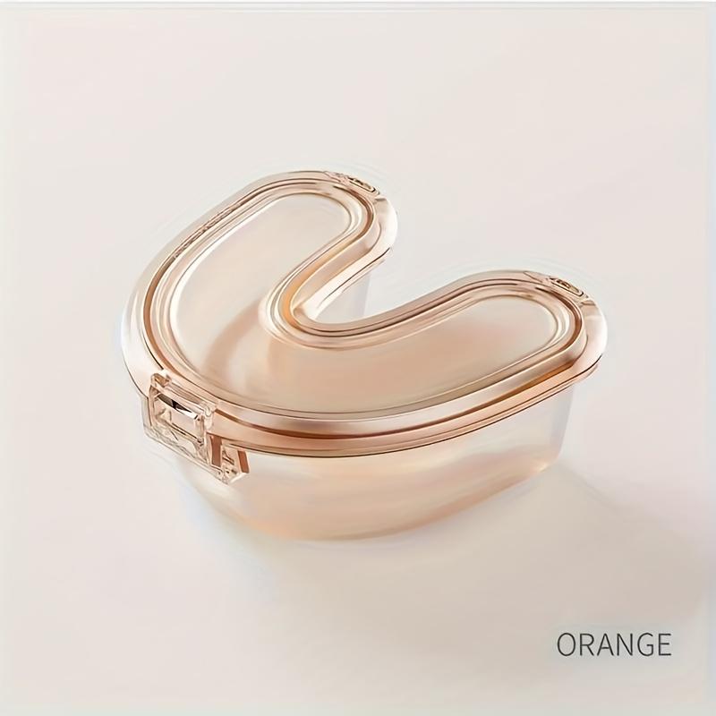 

1pc of U-Shaped Storage Box for Dentures And Retainers, a Soaking Container for Braces With a Cup for Cleaning