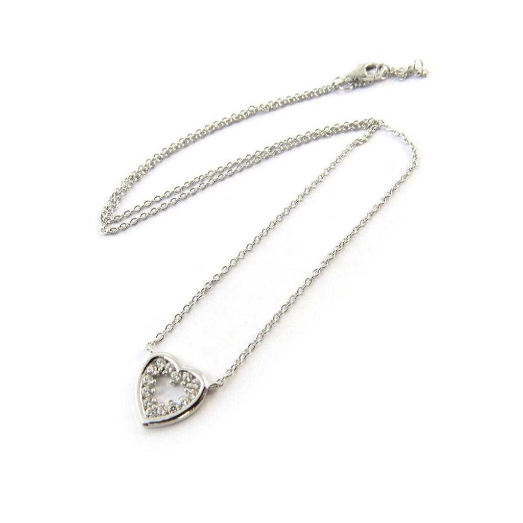 Les Trésors De Lily [N6831] - White 'Love' Silver Necklace (rhodium-plated) - 10x10 Mm