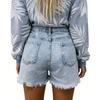 Women's Color Jeans Stretch Slim Fit Distressed Denim Shorts