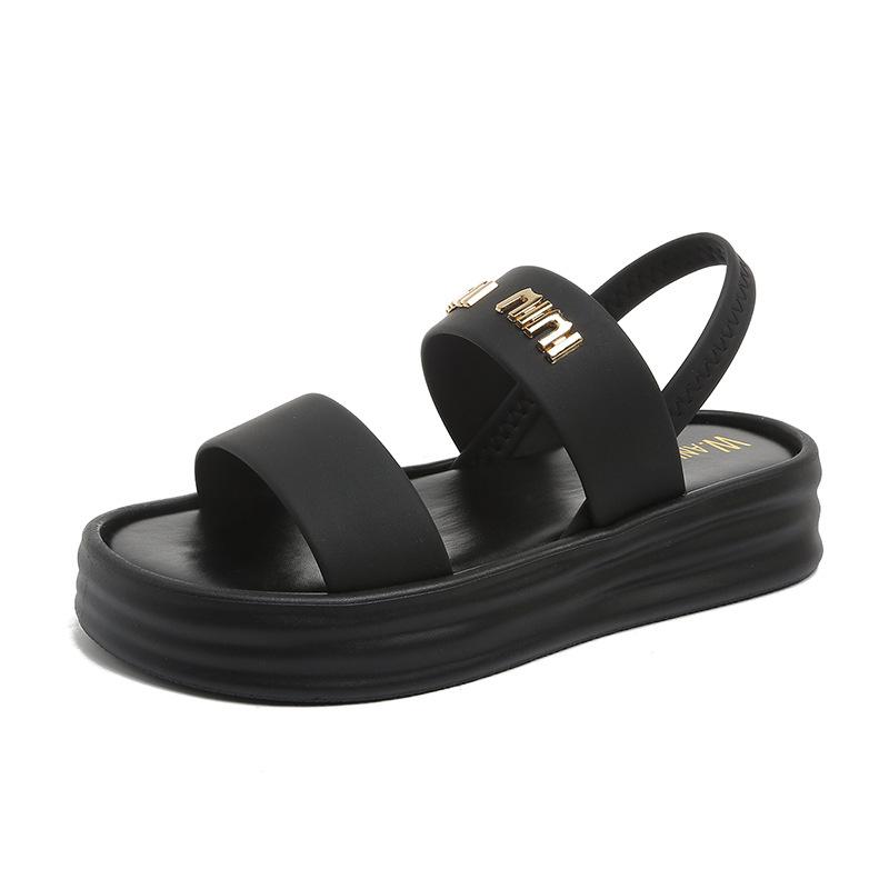 Summer New Niche with Casual Platform Sandals Women's One-word Open-toed Beach Sandals Women