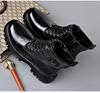 Men's Trendy Wool-Lined Cowhide High-Top Martin Boots with Side Zipper - Casual and Warm.
