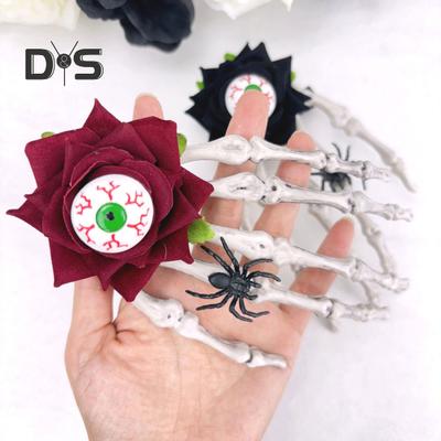 Halloween Skeleton Hand Hairpin Rose Flower Spider Hair Clips Skull Eyeball Day of The Dead Headwear Cosplay Accessory Party Decor