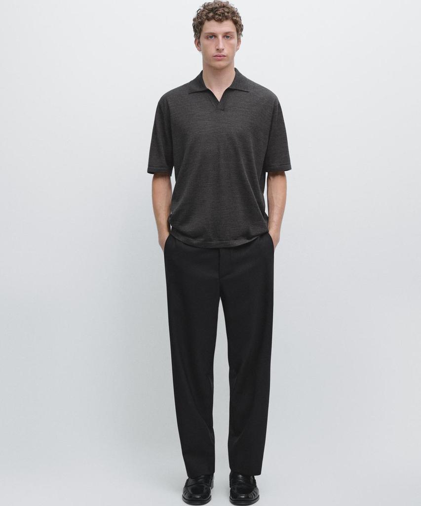 Masimodutti Knit V-Neck Polo Shirt