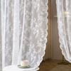 Embroidery Floral Lace Curtain Wavy Edge Sheer Curtain Romantic Door Curtain  Living Room