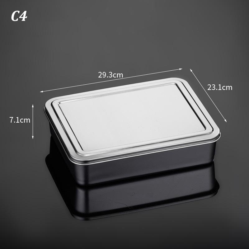 Stainless Steel Food Storage Tray With Lid Food Dessert Holder With Cover Storage Container Kitchen Restaurant Supply Organizer