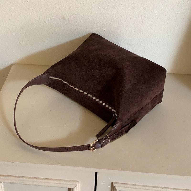 

Женская замшевая модная однотонная простая повседневная сумка для поездок большой вместимости винтажная женская сумка No pendant кофейный