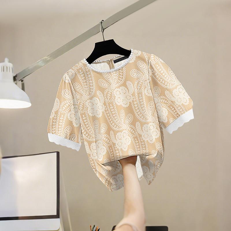 ZANZEA Women Summer Round Neck Casual Short Sleeve Print Blouse