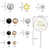 Man Cake Toppers Happy Birthday Cake Topper Black Gold Balls Cake Decorations for Birthday Wedding Baby Shower Party Decoration