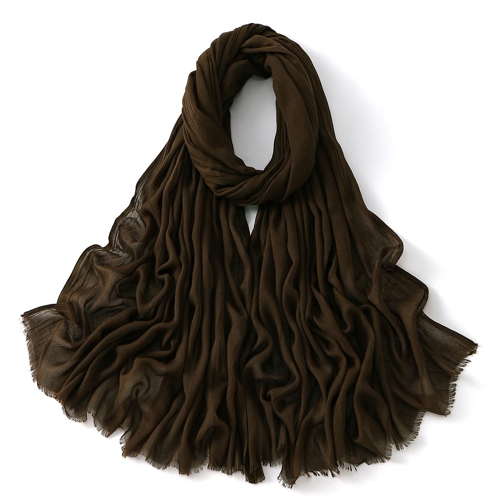 Muslim Cotton Rayon Hijab Solid Color Plain Scarf Women Soft Cotton Viscose Thin Voile Shawl Remove Edge Headscarf Turban