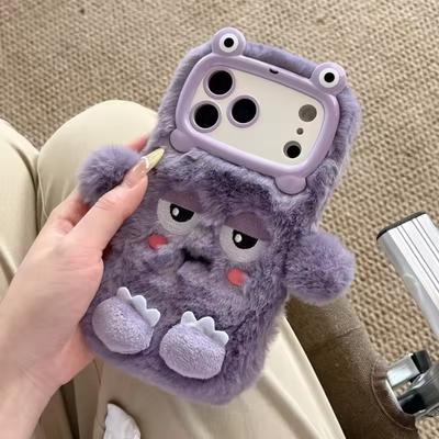 3D Süße Cartoon Lustige Handyhüllen Für iPhone 17Air 16 15 14 13 12 11 Pro Max Warme Winter Flauschige Plüsch Weiche Stoßfänger Schutzhülle