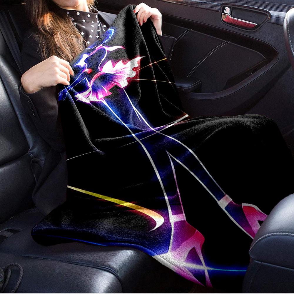 For Sailor Moon,Anime,Silhouette-Themed Flannel Blanket, Glam Style, Digital Print, All-Season Comfort, Tear-Resistant, Knitted Craftsmanshi