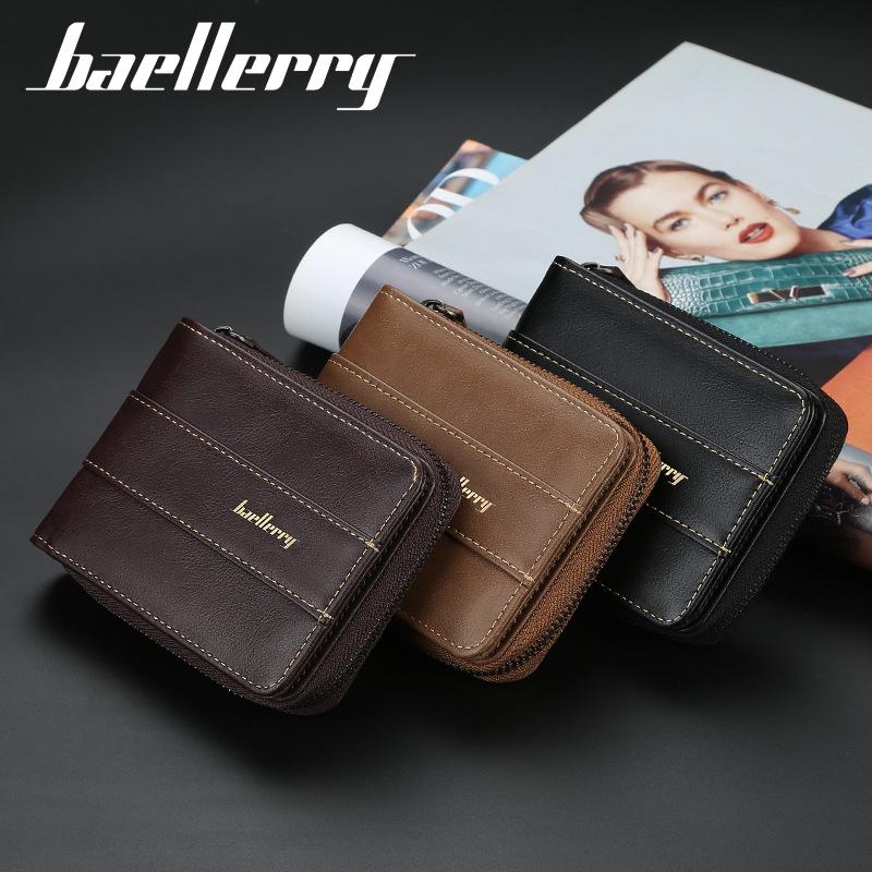 Baellerry Men Fashion Wallets Zipper Business Card Holder Vintage Purse GZW