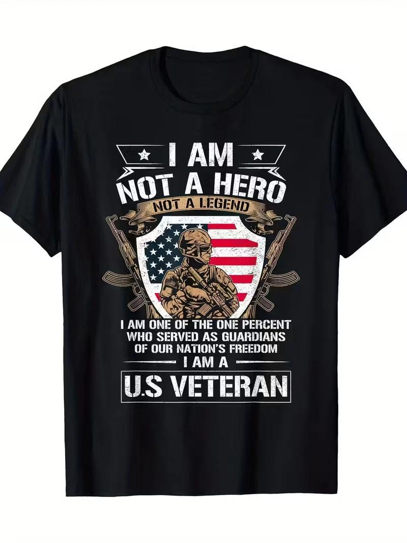 100% Cotton I Am Not A Hero Not A Legend I Am A US Veteran USA Military T-Shirt M