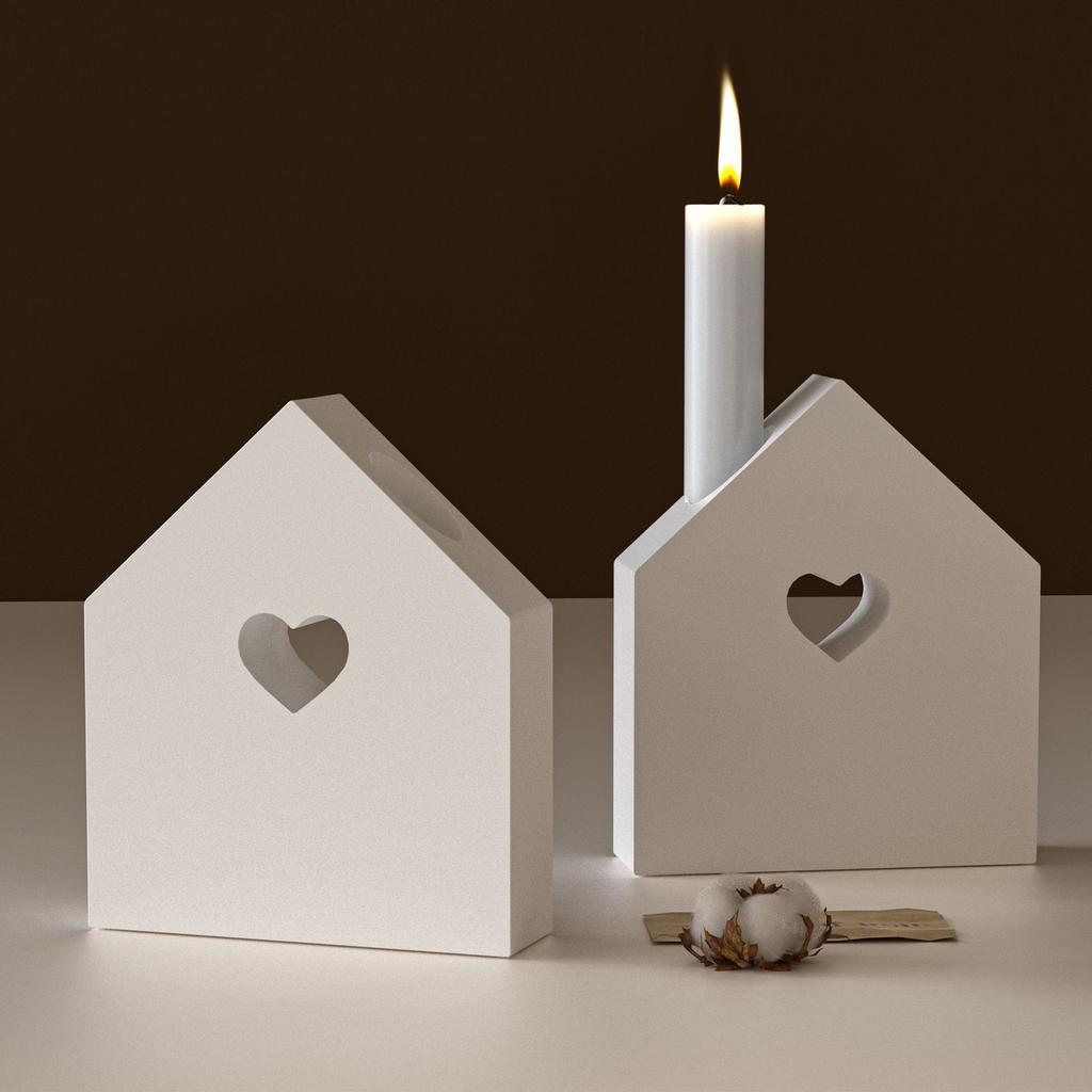 Hollow Love House Candle Holder Silicone Mold Diy Aromatherapy Plaster Candle Holder Decoration Mold