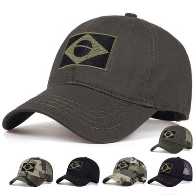 Unisex Hot Sale Brazilian Flag Embroidery Baseball Net Cap Spring Outdoor Adjustable Casual Tactics Fishing Hunting Hiking Hat
