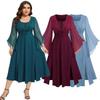 Dresses Lace Up Ruched Mesh Sleeves Textured Split Dress Autumn Women Daily Holiday Casual Dress