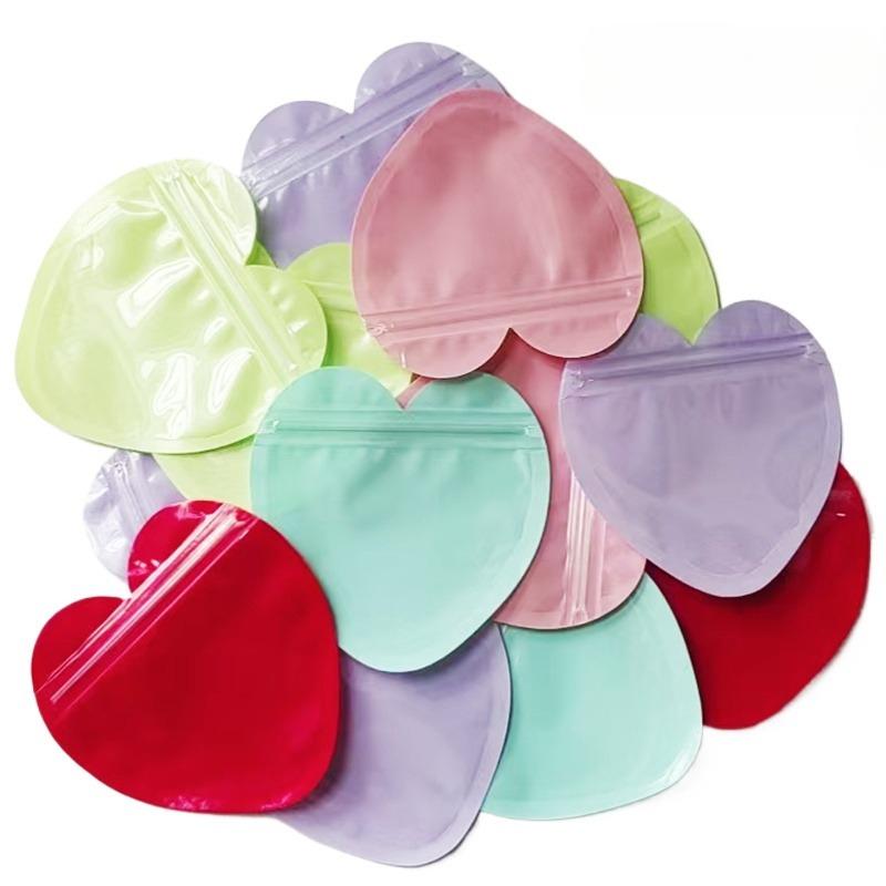 

Heart Zipper Jewelry Bag Plastic Ziplock Pouch Bag for Jewelry Display Storage Candy Valentine s Day Gift Packaging Supplies 10PCS