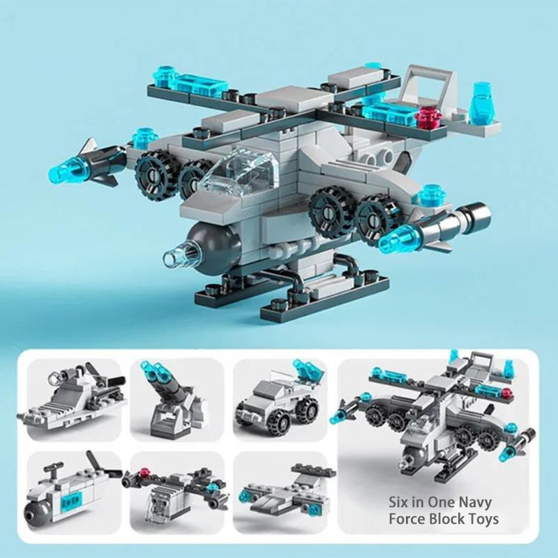 6-in-1 Micron Particle Fire Brigade Police Military Tank Building Block Children's Toy Assembly Children's Puzzle Toy