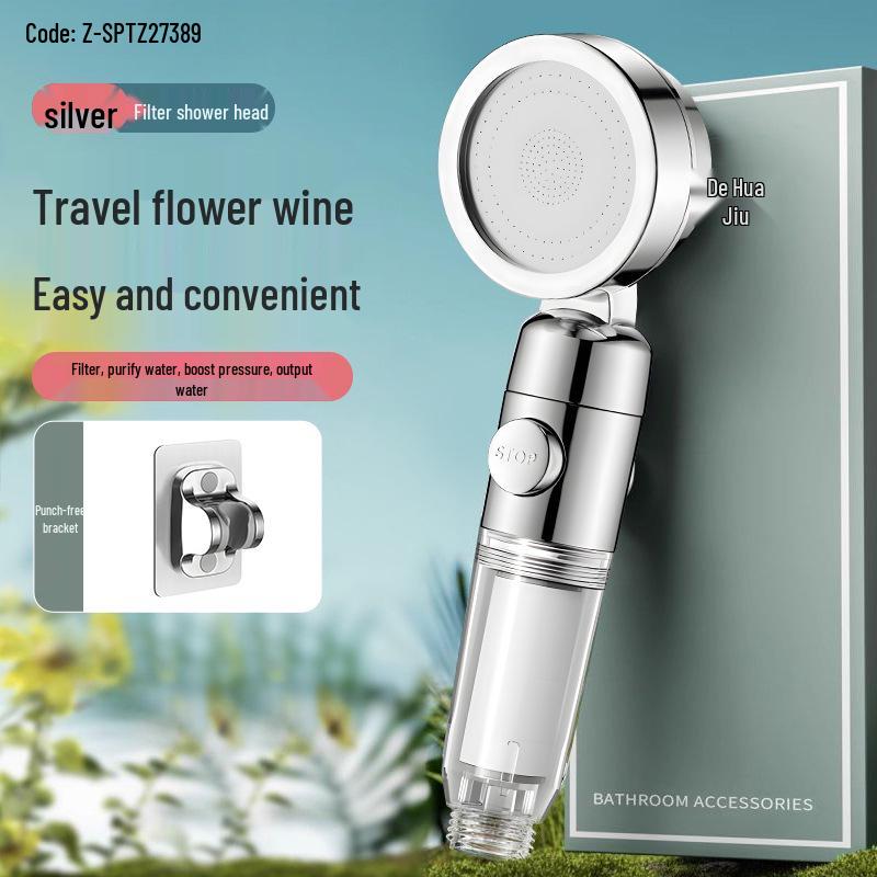 Portable Handheld Shower Head with Filter for Travel and Hotel Use