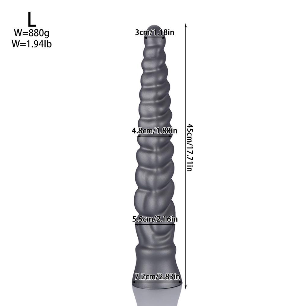 Extra Long Spiral Ridged Anal Plug - Silicone Dildo for Deep Stretching & Prostate/G-Spot Stimulation, Sex Toy for Men & Women