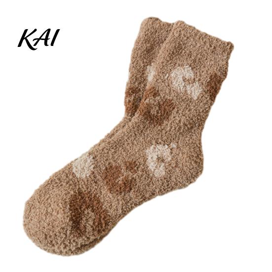 Winter Gift for Cold Feet Coral Fleece Socks Women, Soft Thermal Crew with Non-Binding Warm Sleeping Top, Fuzzy Sleep Cute Prints Autumn Velvet