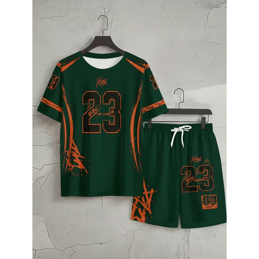 Men's Digital Printed Casual Short Sleeved Shorts Set