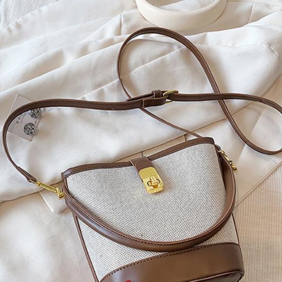 Women Messenger Bag Faux Leather Shoulder Bag with Top Handle Adjustable Strap Splicing Bucket Bag Crossbody Handbag for Daily Use Party Date